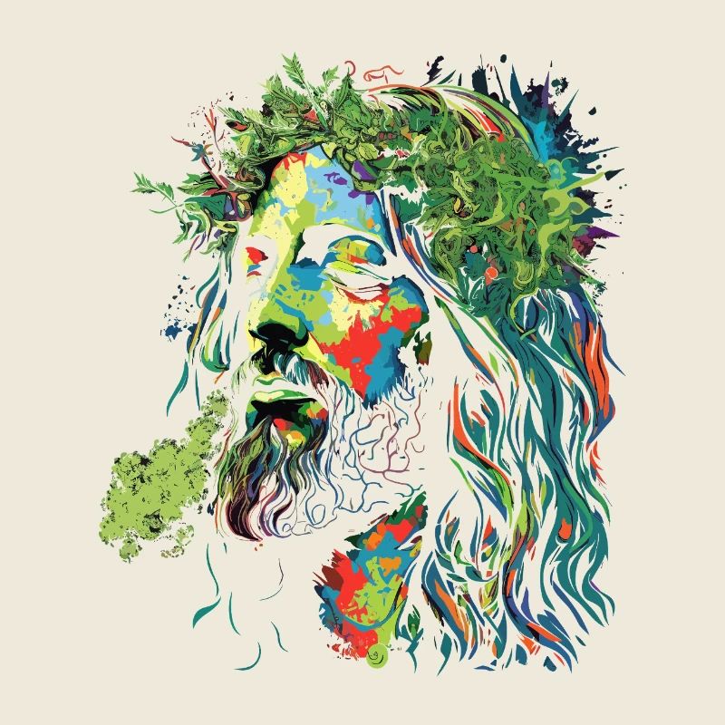 Jesus Rastafari Farbexplosion