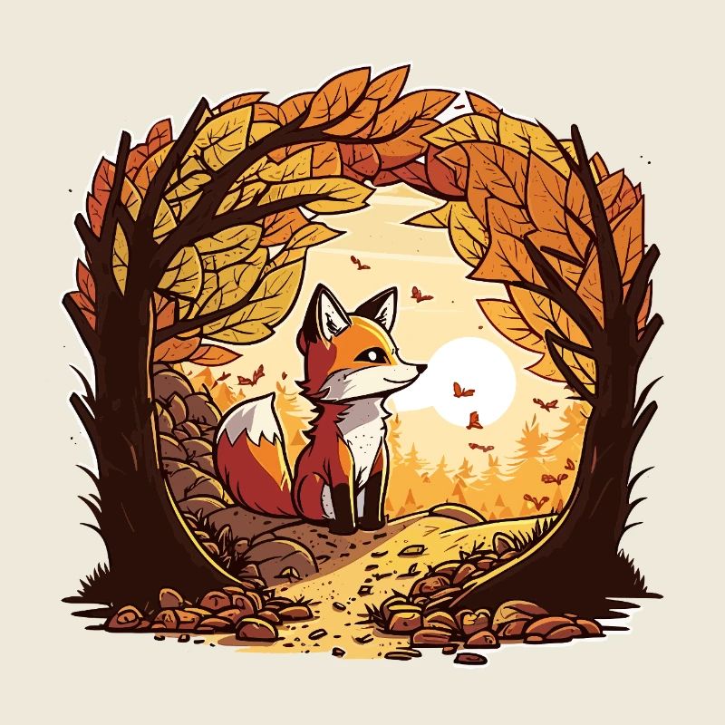 Renard d’automne dans l’arche forestière