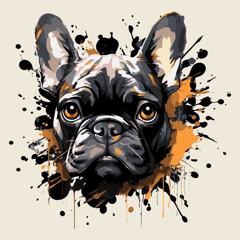 Bouledogue français en couleur éclaboussure