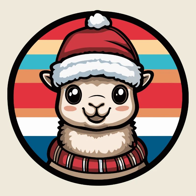 Alpaga de Noël avec le Père Noël Hat