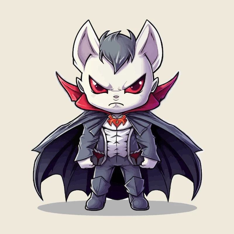Vampire Chibi en costume avec une cape