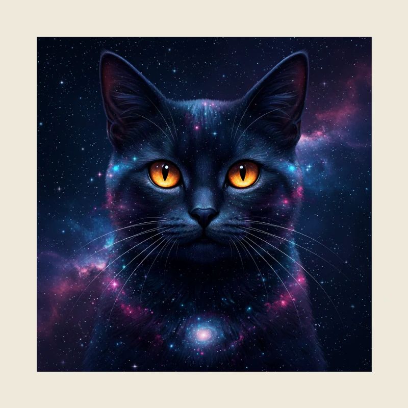Galaxy Cat Kitten Face Nebula Augen Weltraum-Katzenkunst