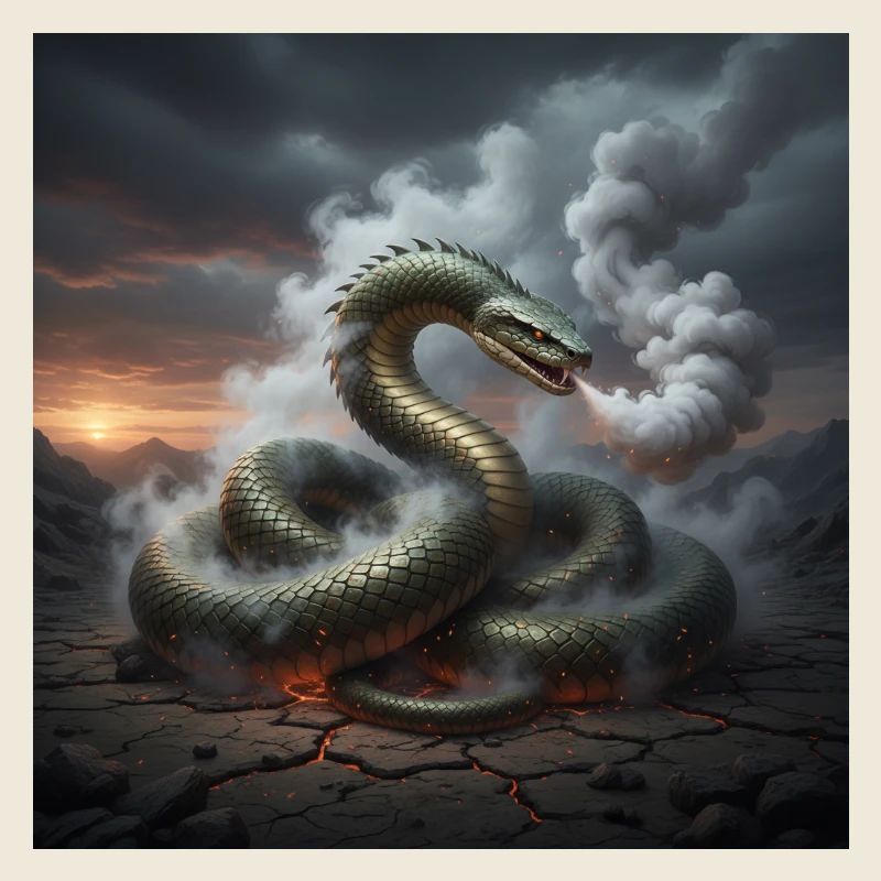 Serpent dans le champ de lave