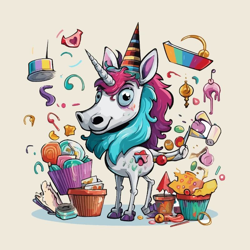 Kunterbuntes Einhorn-Partymotiv