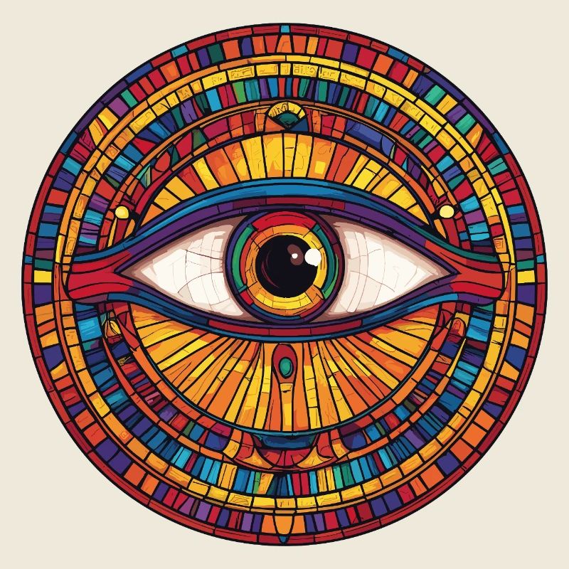 Œil en mosaïque arc-en-ciel