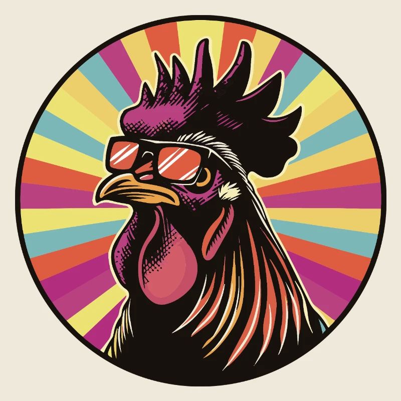 Pop Art de coq avec lunettes de soleil