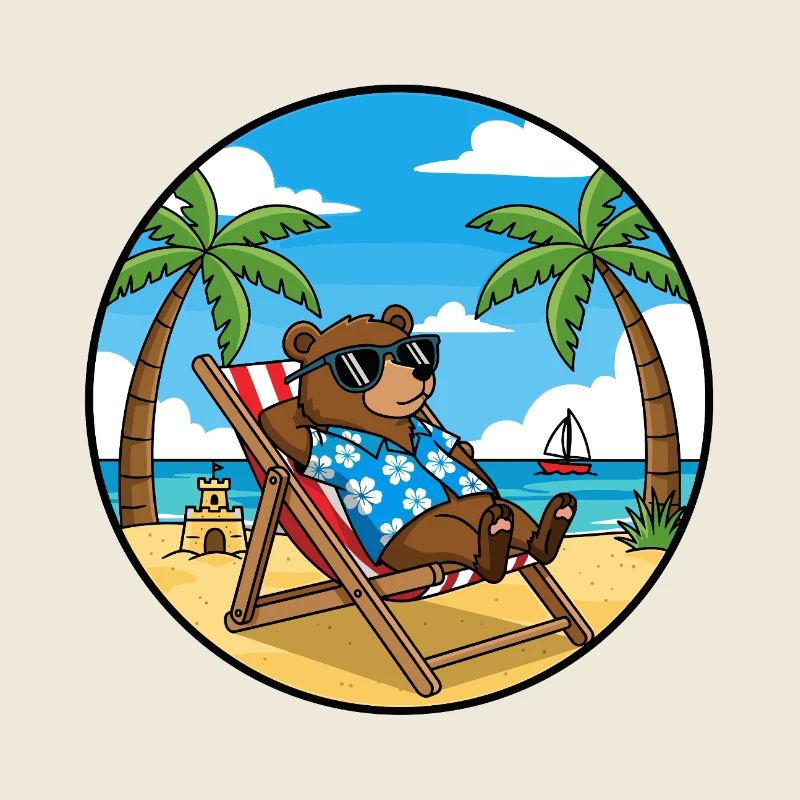 Cool Bear Beach Vacation Summer Vibes