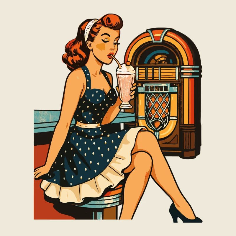 Rockabilly 50s Diner Milkshake Jukebox Retro