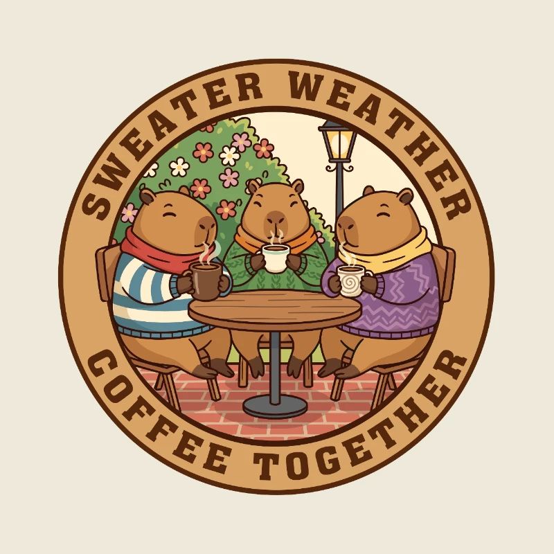 Sweat Capybara Temps Café ensemble