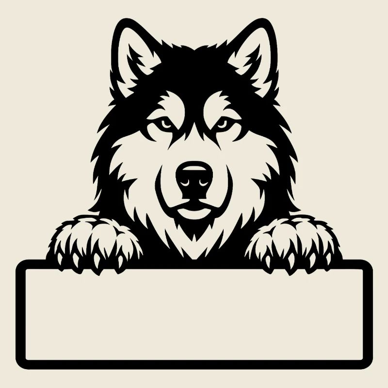 Badge de nom Alaskan Malamute noir