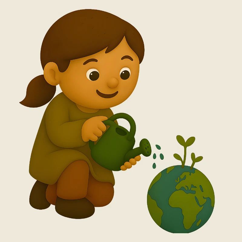 Petit écologiste qui verse le globe