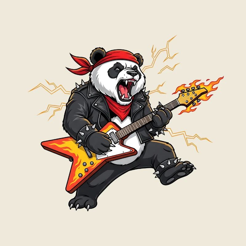 Panda Flame Guitar