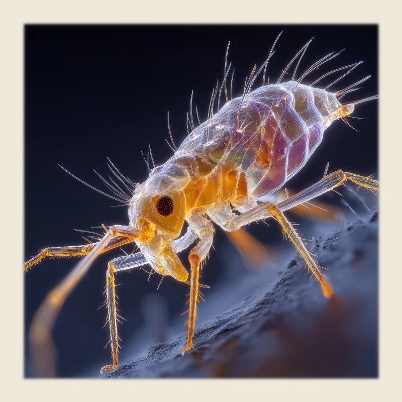 Transparent Flea – Golden Insects Macro Art