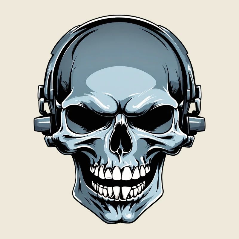 Illustration de crâne avec casque