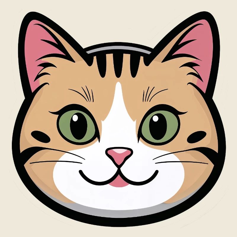 Cat Head Smile Cartoon