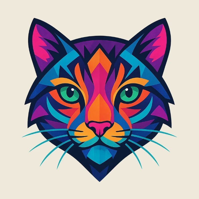 Buntes geometrisches Katzengesicht