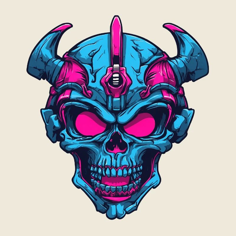 Neon Dämonenschädel