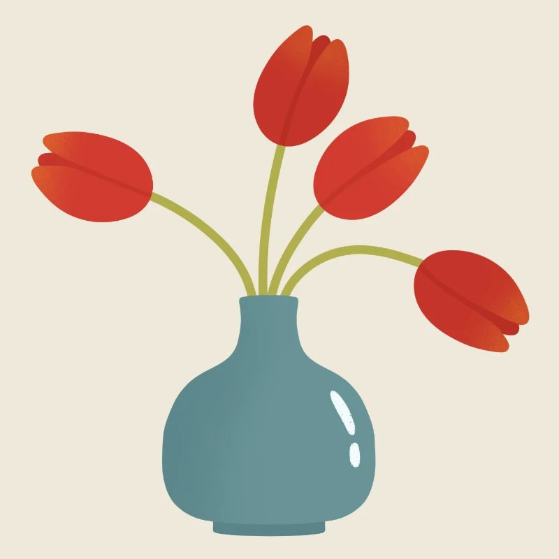 Tulip Burst in Teal Vase