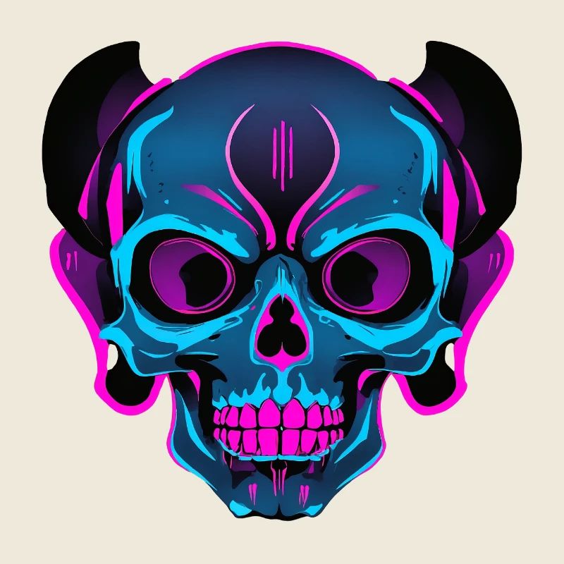 Neon Skull mit Kopfhörern