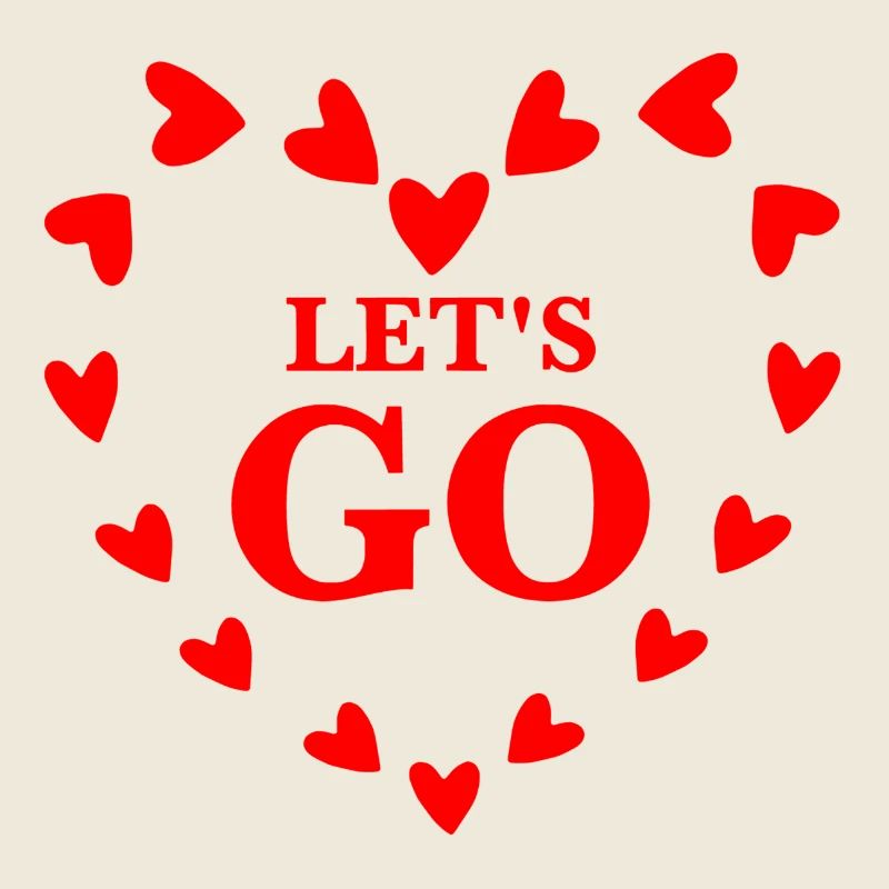 Let’s Go Love – Typographie des Cœurs Rouges Art de la Saint-Valentin