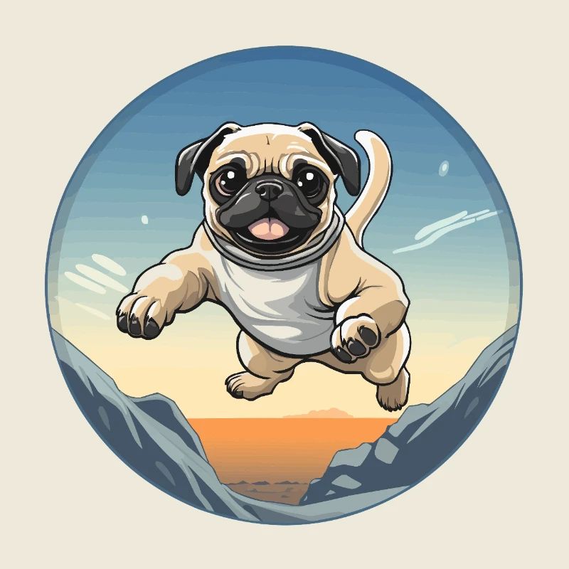 Pug Sprung über Berglandschaft