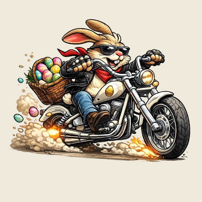 Lapin de Pâques à moto