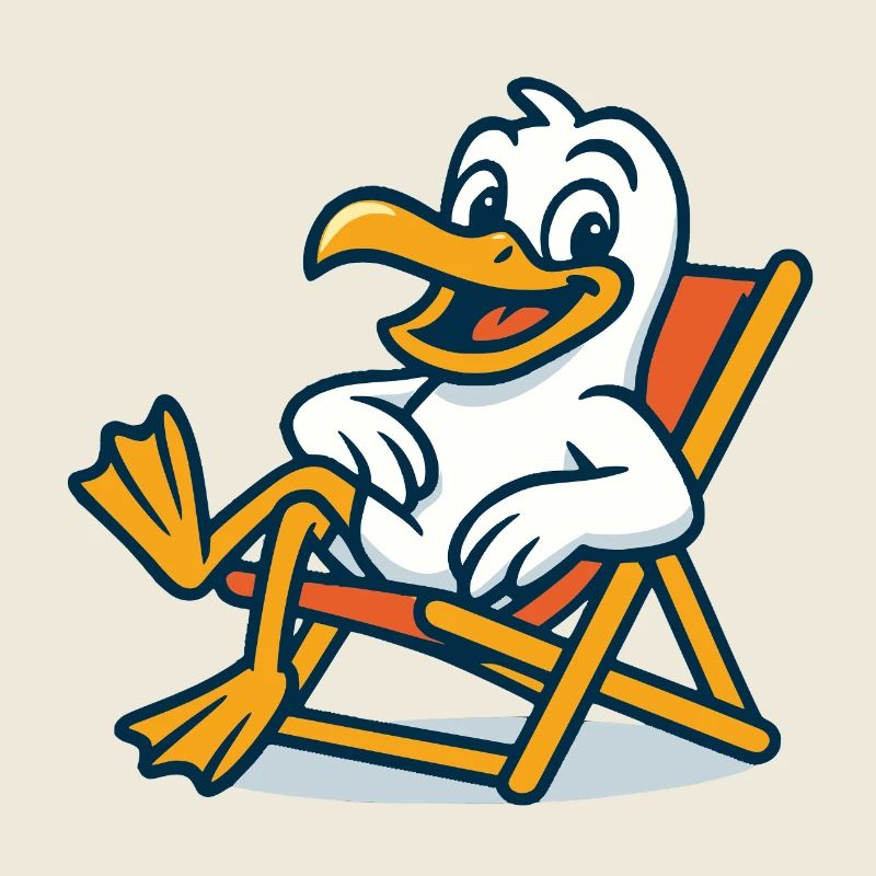 Canard décontracté sur chaise longue