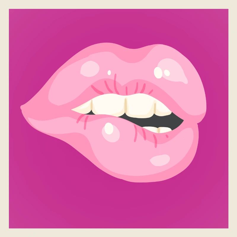 Glänzender pinker Lippenbiss auf Magenta