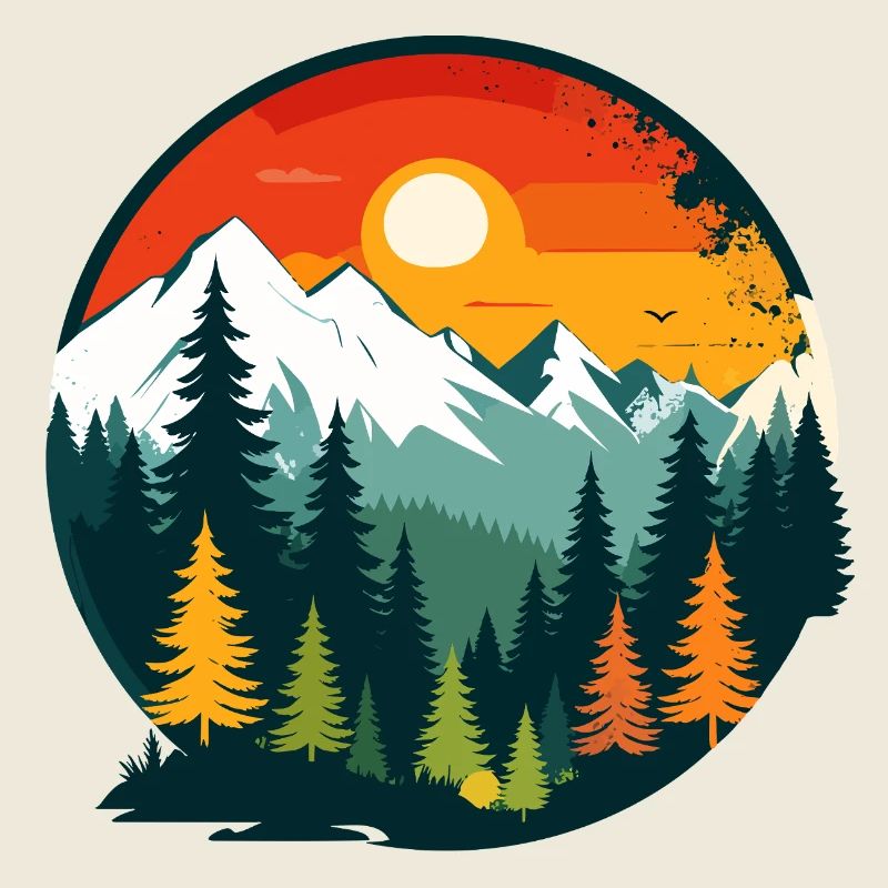 Mountains Forest Mountains Panoramic View Nature Circle Motif