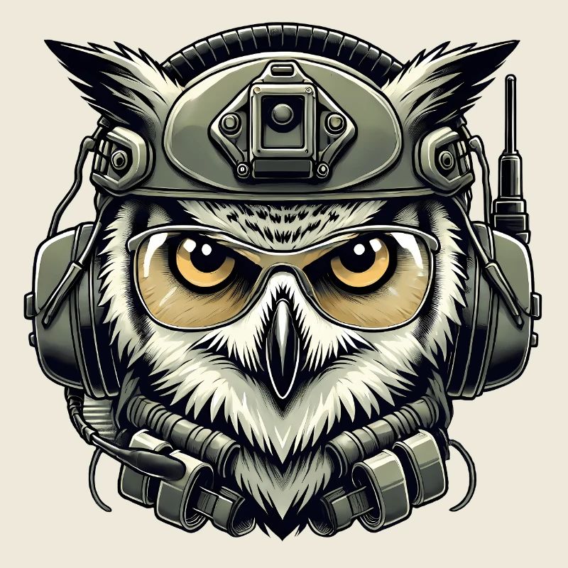 Taktische Eule mit Helm