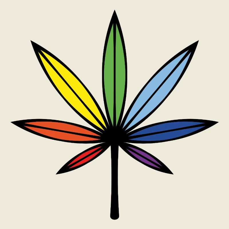 Cannabis / Marijuana / Hemp (Outline / Rainbow)