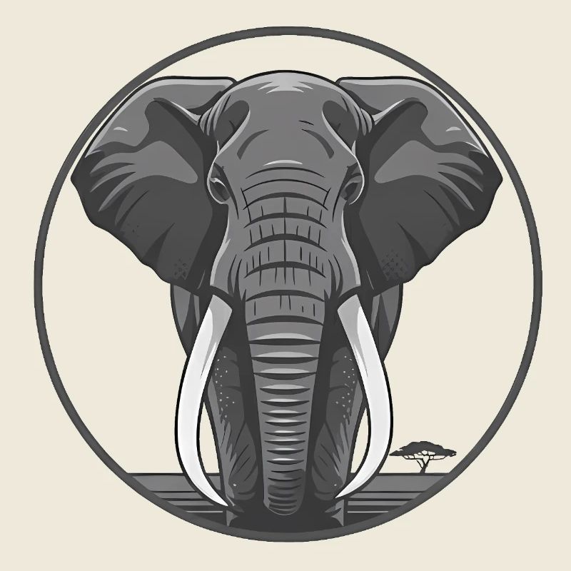 Elephantenkopf Circle Grafik