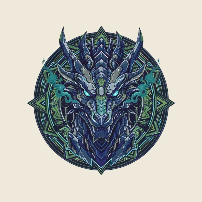 Blaugrünes Drachen - Mandala