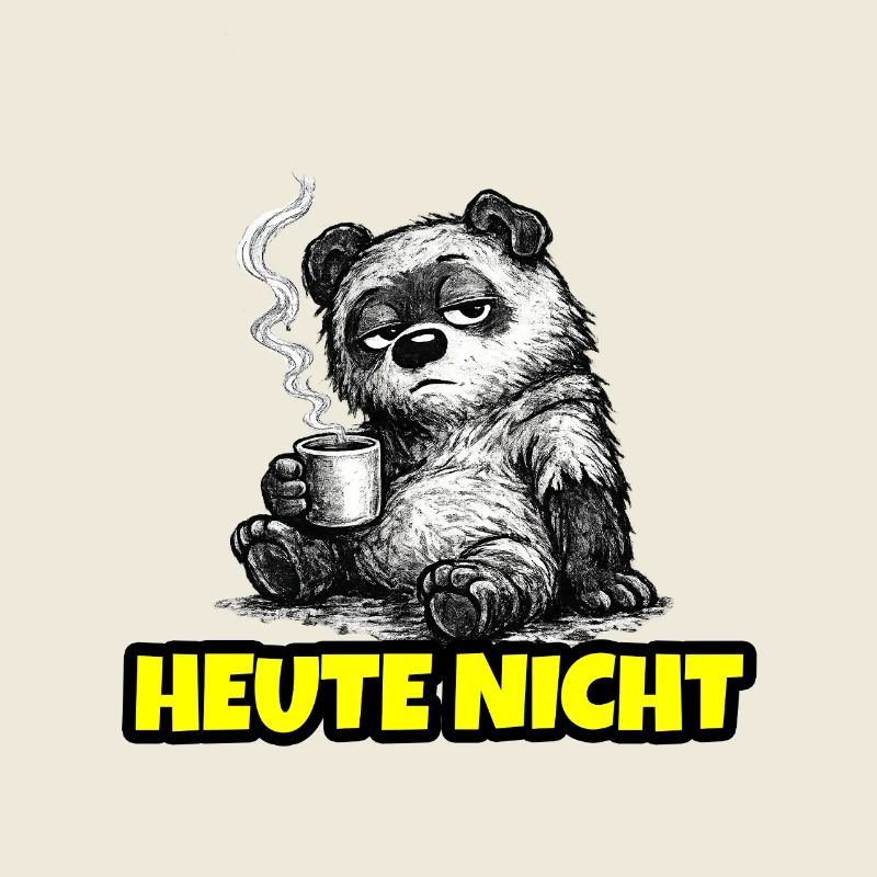 Heute nicht – Grumpy Bär mit Kaffee (Sketch)