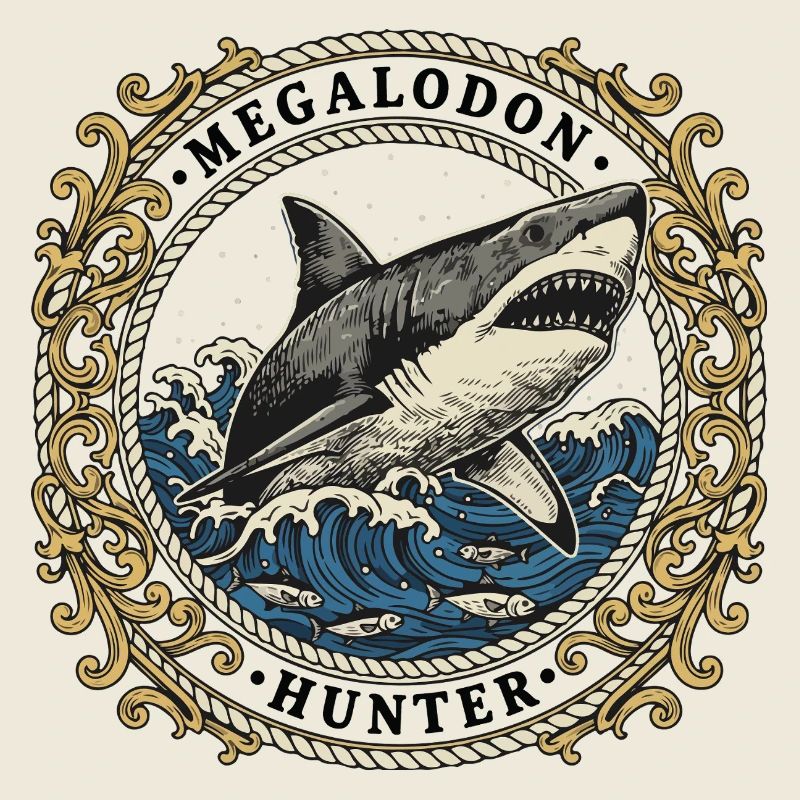 Megalodon Hunter Écusson Vintage Océan