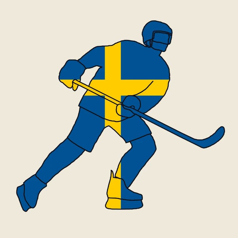 Eishockeyspieler mit schwedischer Flagge