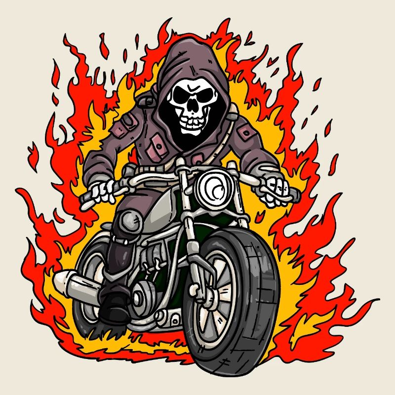 Skeleton Motorcycle Flames