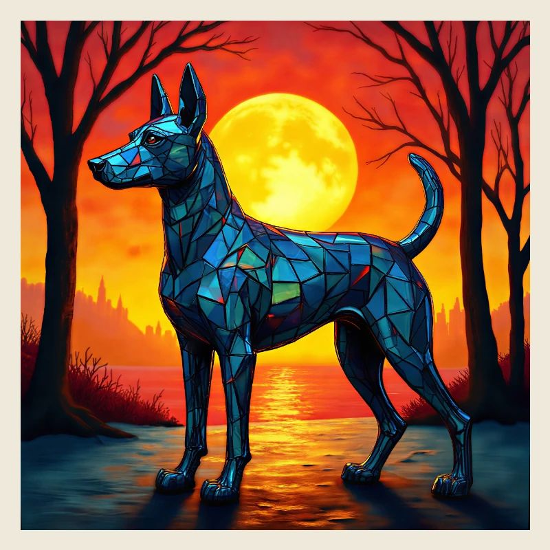 Moonlit Night Polygon Wolf