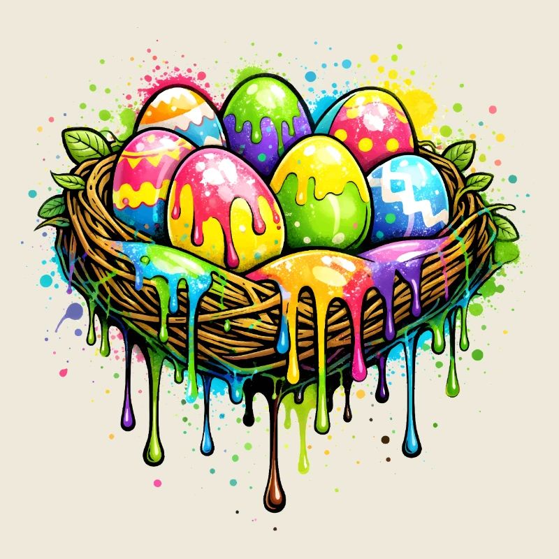 Nid coloré de Pâques dans le style graffiti