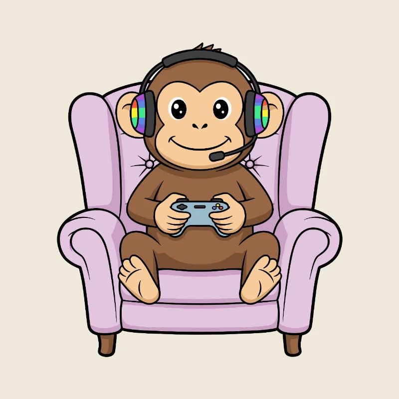 Gamer Affe spielt Videospielkunst