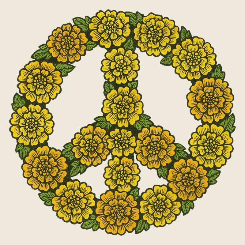 Blumen-Friedenszeichen-Kreis