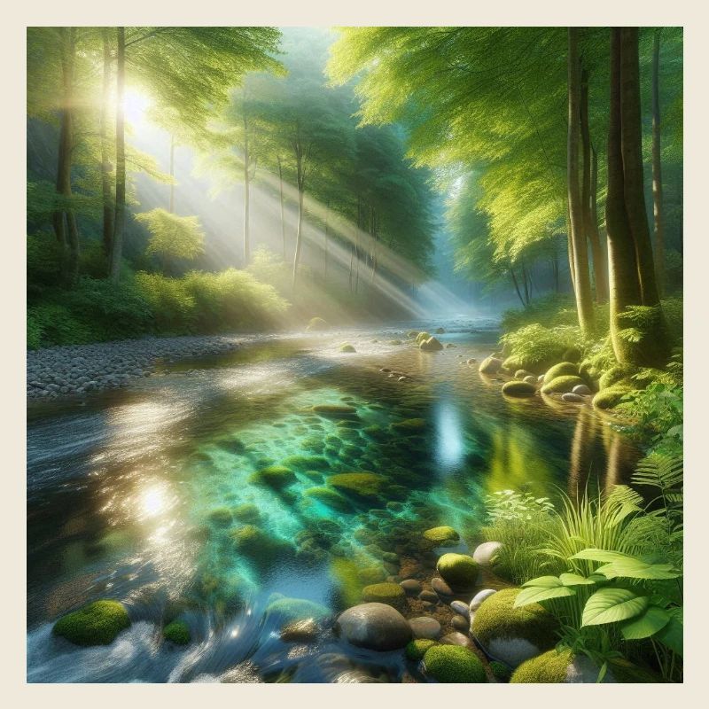 Sonnenschein in einem Waldbach