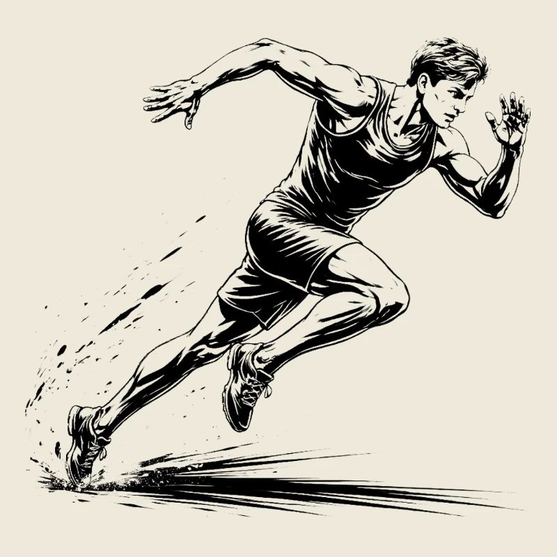 100m Sprinter Action Illustration