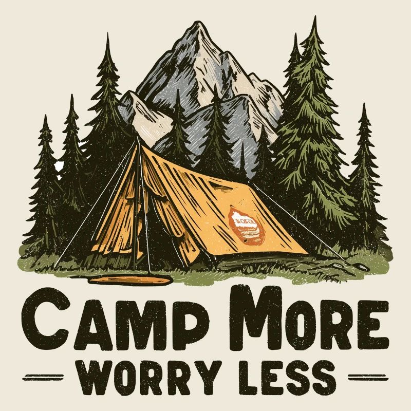 Camping Spruch Camp Plus de soucis Moins Campeur Outdoor