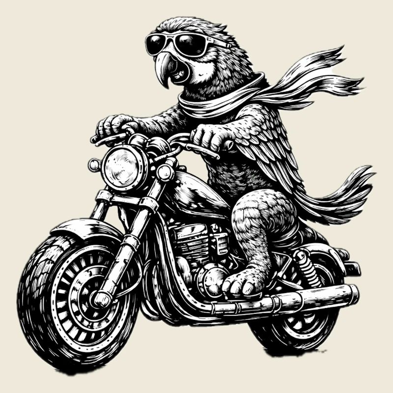 Biker Ara | Parrot on Motorcycle