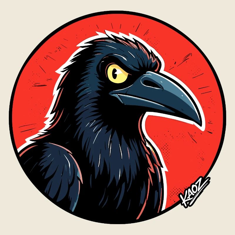 Corbeau noir dans l’orbite rouge