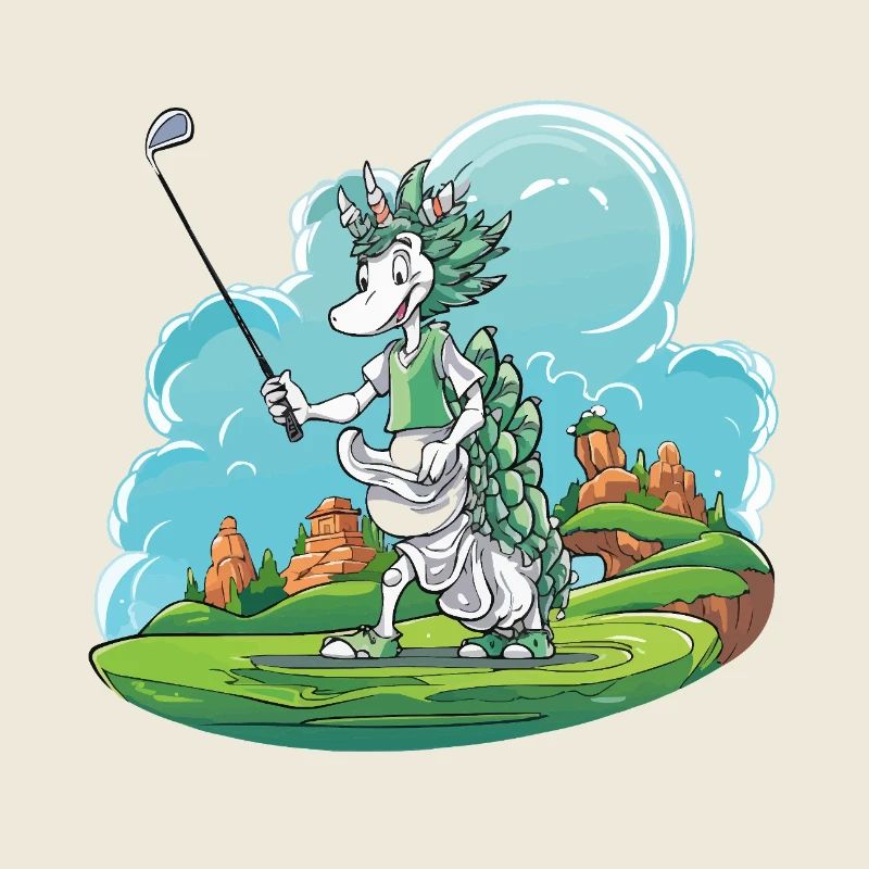 Golfeurs Dragon sur un parcours de golf vert