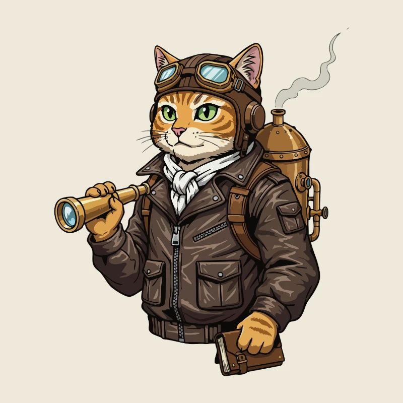 Cat Aviator Steampunk Explorer Curiosity
