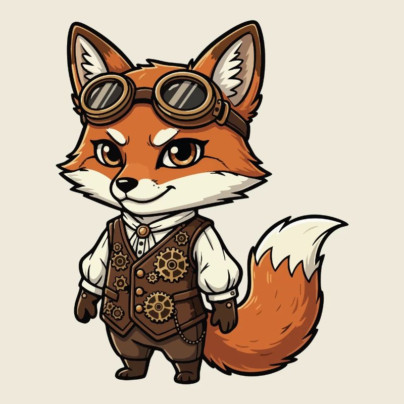 Fox Steampunk Weste Gears Süßer Flieger