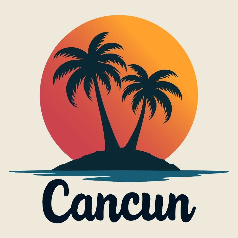 Cancun Retro Palm Trees Holiday Souvenir